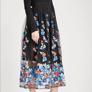 Maje Janie embroidered Tulle Midi Skirt 2/M